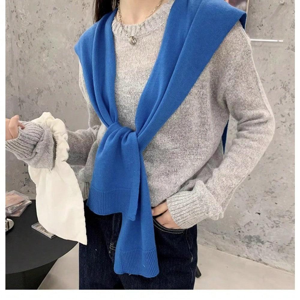 Air Conditioning Shawl Women's Simple Korean Version Decorative Knitted Four-season Vest Neck Protector