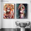 Colorful Woman Portrait Graffiti Art Posters Print Abstract Nordic Girl Canvas Paintings On The Wall Art Pictures for Home Decor