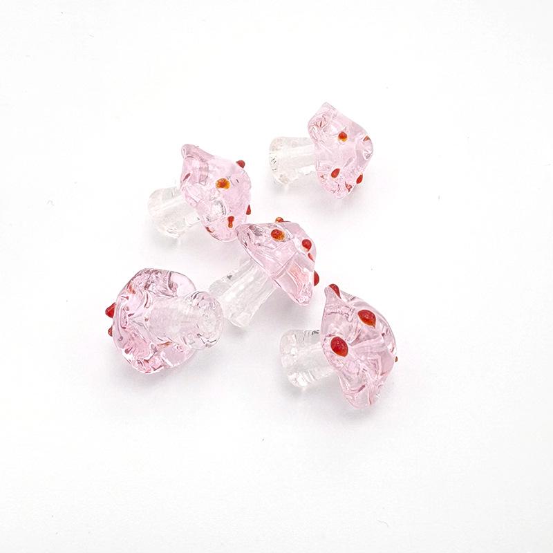 Red Umbrella Poisonous Mushroom Glass Beads for DIY Jewelry: Handmade Lampwork Beading Materials for Bracelets and Necklaces.