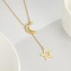 Unift Modischer Mond Stern Anhänger Halskette Einfache Edelstahl Stern Mond Schlüsselbein Kette Gold Farbe Halsketten für Frauen