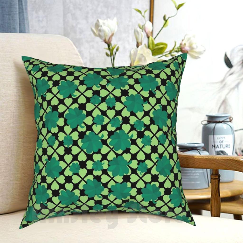 Lucky Clover Pattern Pillow Case Printed Home Soft DIY Pillow Cover Day Love Day For Day Happy Day Lucky Clover Leaf