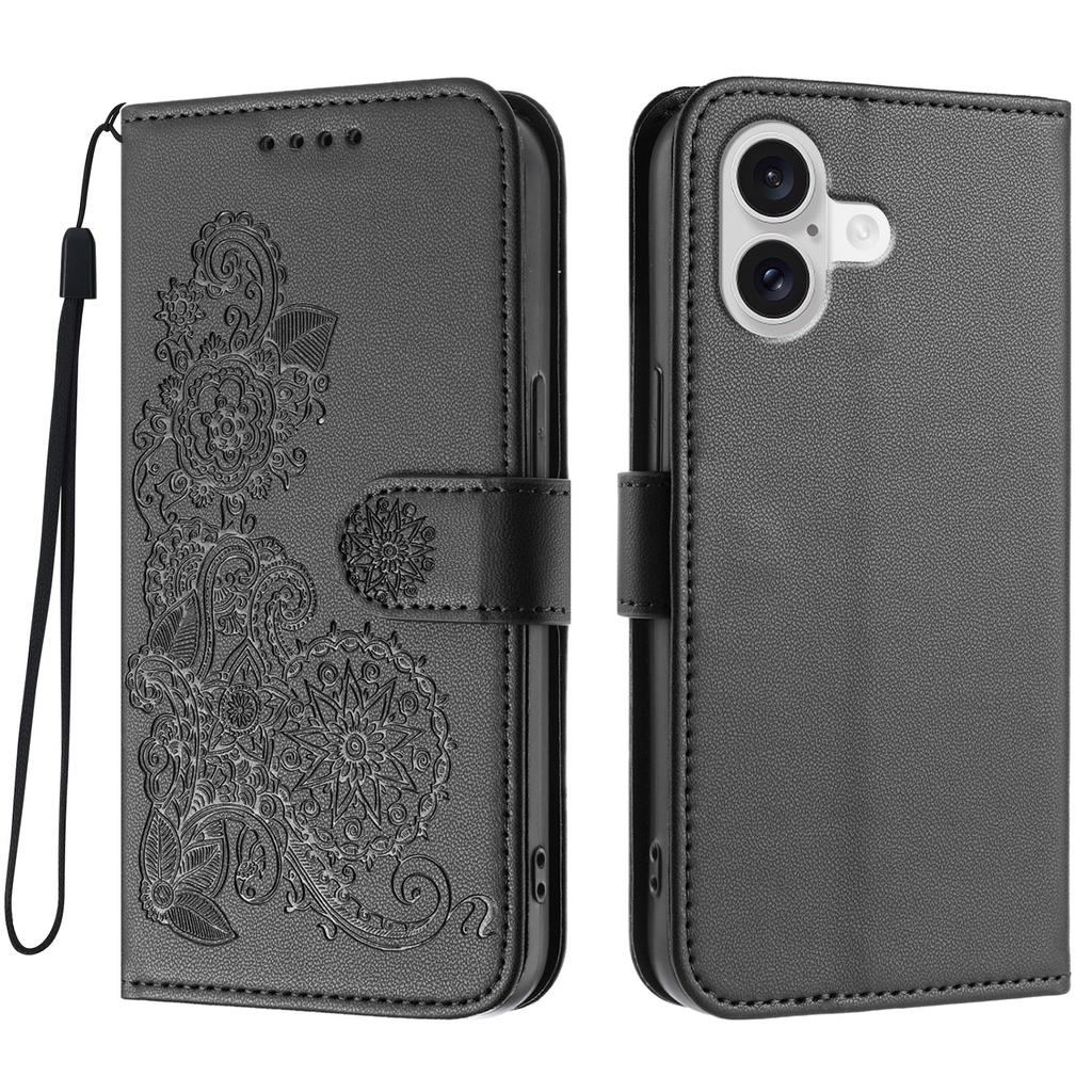 For iPhone 17 Phone Cases Mandala Flower Leather Wallet Mobile Cover with Strap
