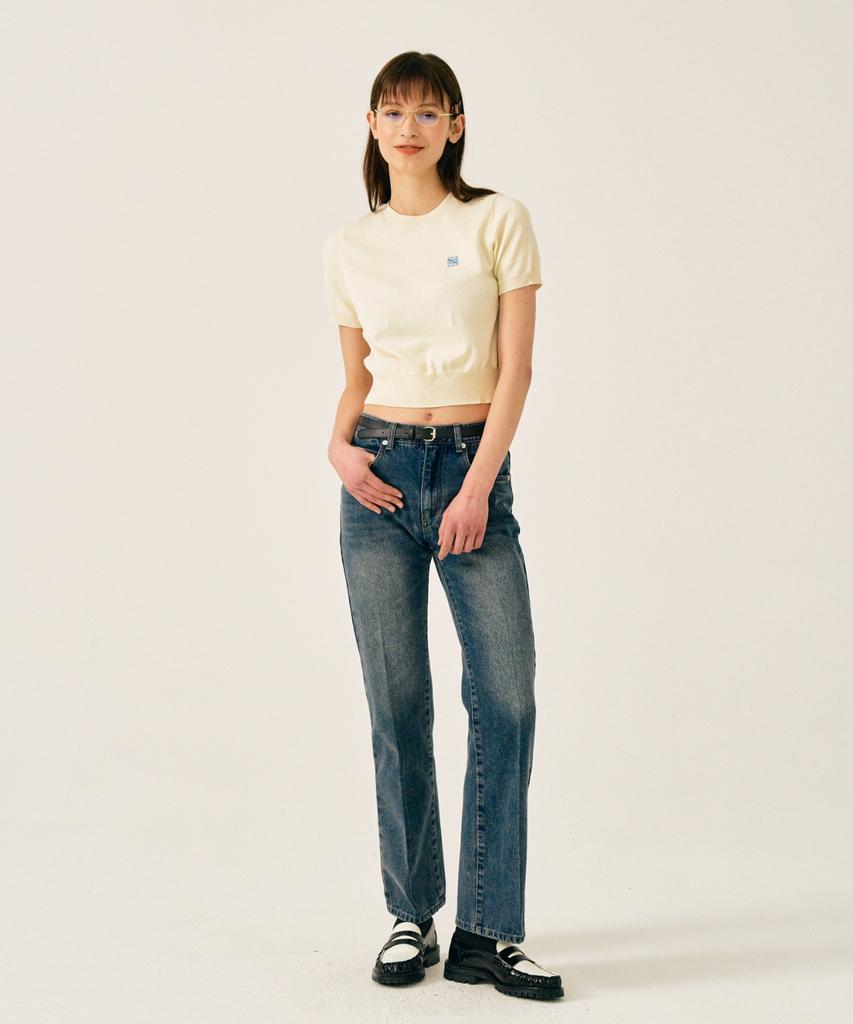 Seteo (W) Classic Crew Neck Half Knit Cream
