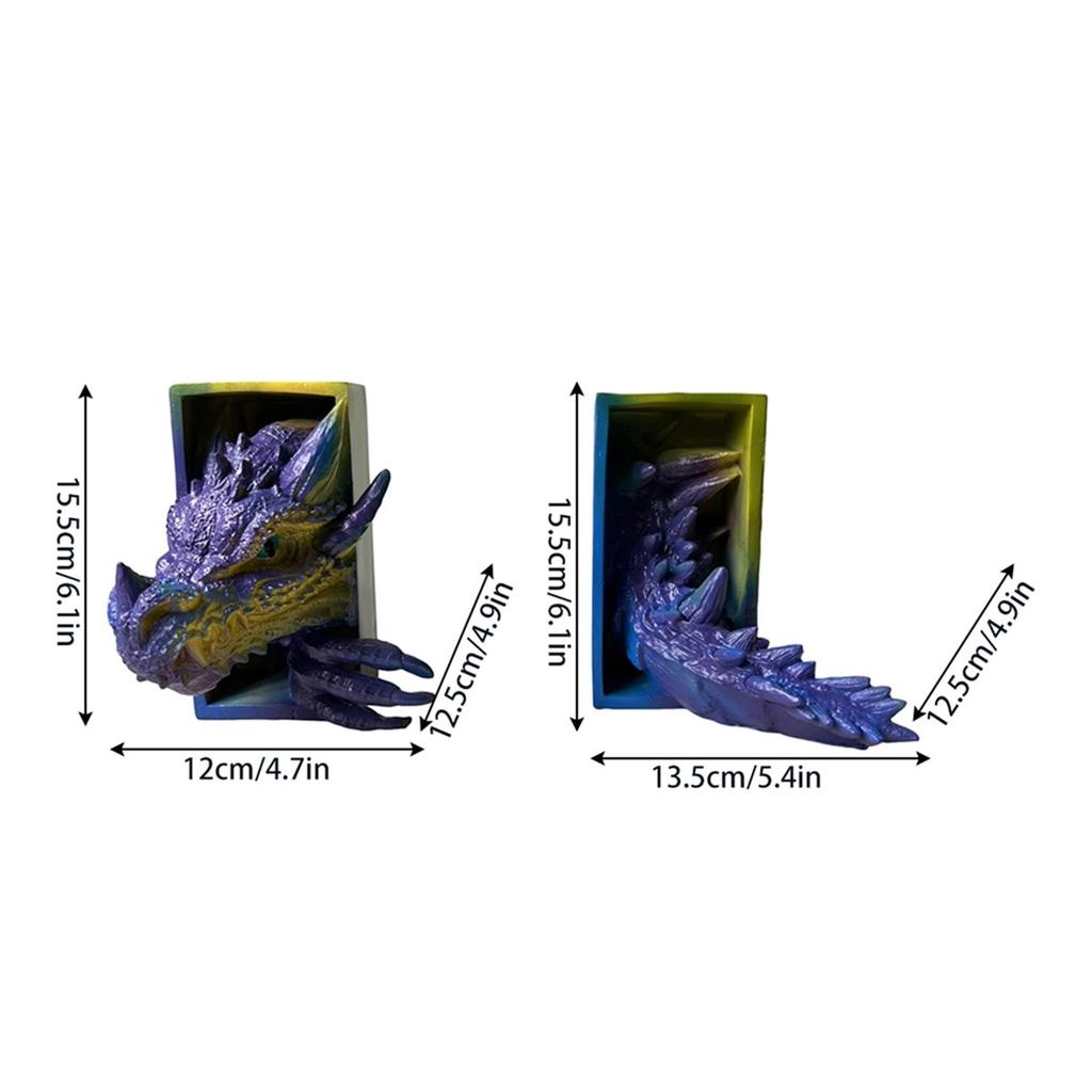 2026 New 2Pc Bookshelf Decoration Dragon-Shaped Bookend, Fantasy Decoration, Home Decoration Ornaments, Bookshelf Bookend B
