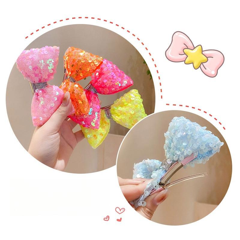 Children's color sequined three-dimensional bow hairpin girl cute princess top clip hair accessories