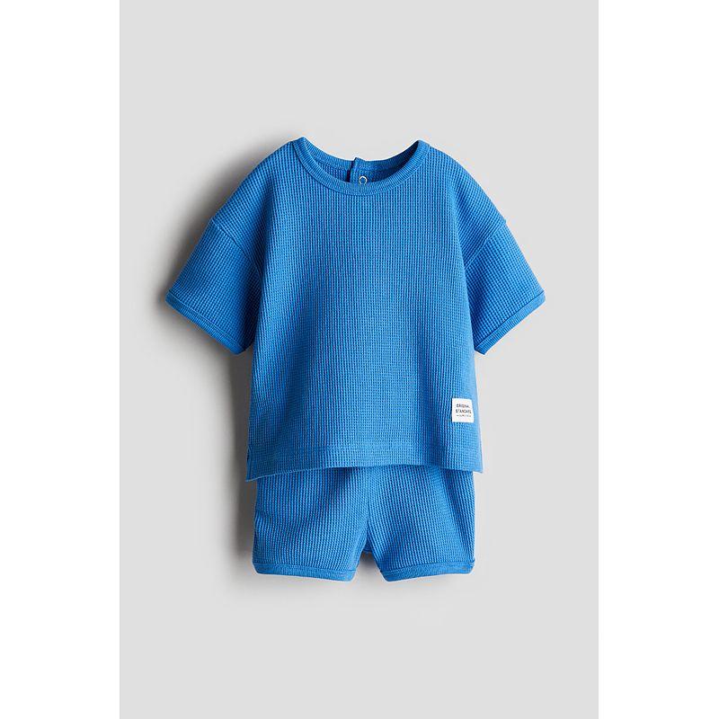 

HM Children s Clothing Baby Boys Suit 2025 Summer New Arrival Cute Texture 2-Piece Waffle Jersey Set 1268797 Bright Blue 100/56(2-3Y)
