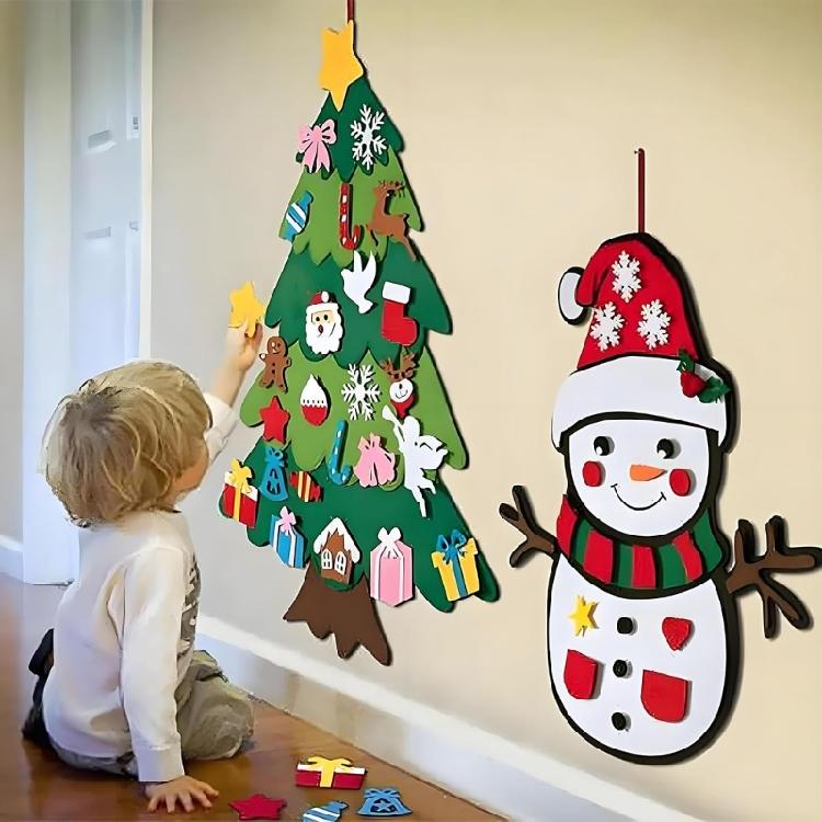 Holiday Felt Christmas Tree For Toddlers Parent Child Interactive Activity Home Wall Decoration for Preschool Classroom