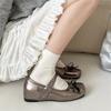 Retro Black French Flat Bottom Inner Height Increase Shallow Mouth Single Shoes Women's Summer 2025 New High-end Square Head Mary Jane Shoes