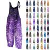 Dame Jumpsuit Print Uformell Løs Vintage skulderstropp bomull Lin