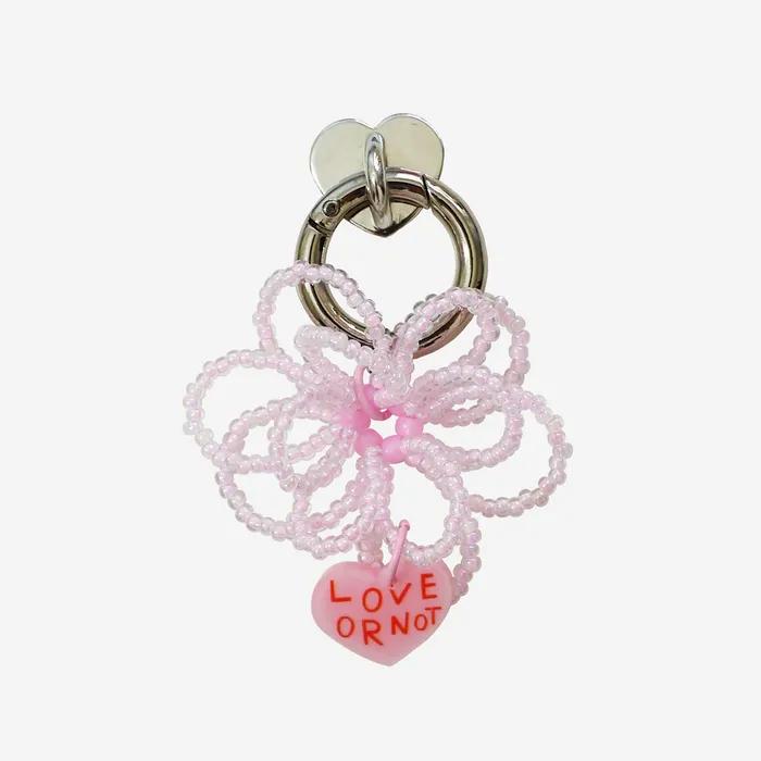 Keyring&Tok_Crystal Pink Flower Beads Keyring&Tok