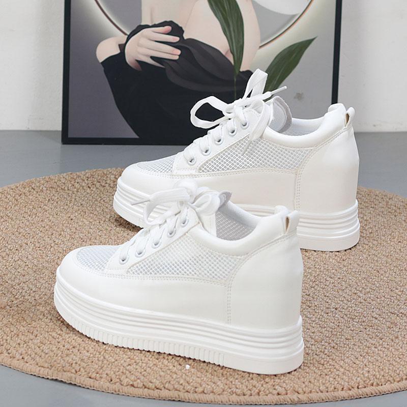 Fashion 7CM Women White Sneakers Platform Shoes Woman Pumps Autumn Tennis Shoes Summer Heels Shoes Height Increasing