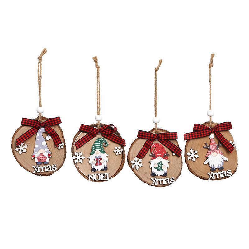 Christmas Bows Wooden Decorations Log Pendants Christmas Tree Pendants Christmas Decorations