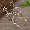 Korean High-End Star & Moon Zirconia Long Earrings - Personalized Fashion Statement
