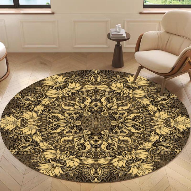 Bohemian Mandala Round Carpet Mat Rug Euro American Stained Glass Floral Medallion Colorful Home Decoration Living Room Bedroom