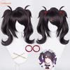 Parrucca Cosplay di Alta Qualità Gioco Ame Angel-chan Coda di Cavallo Nera con Clip Capelli Sintetici Resistenti al Calore OMG Parrucche Anime Ame-chan + Cuffia per Parrucca