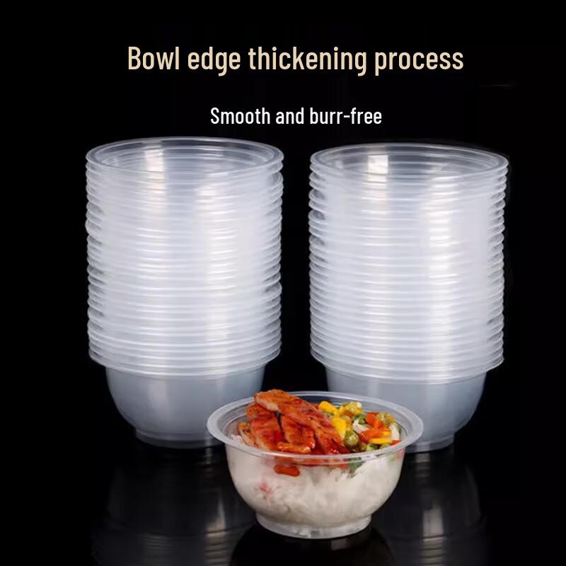 ZISIZ Disposable Plastic Round Bowls with Lid