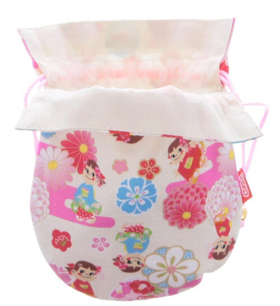 Maeda Senko Peko-chan x Kyoto Mini-Kordelzugtasche, Creme