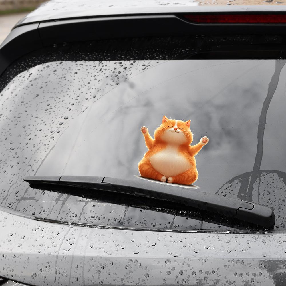 Cartoon Sleeping Kitten Glass Car Beautification Decoration Stickers