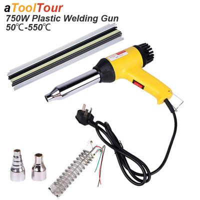 Pistola Saldatrice per Riparazione Plastica 750W Torcia 220V Macchina Temperatura Calore Regolabile 50℃-550℃ Kit Saldatore Automatico ad Aria Calda Barre PE PP PVC