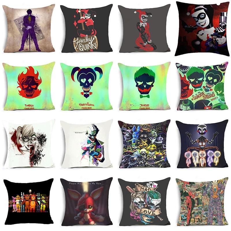 Luxuriöser 18'' Harley Quinn Joker Polyester-Kissenbezug für ultimative Heimdekoration
