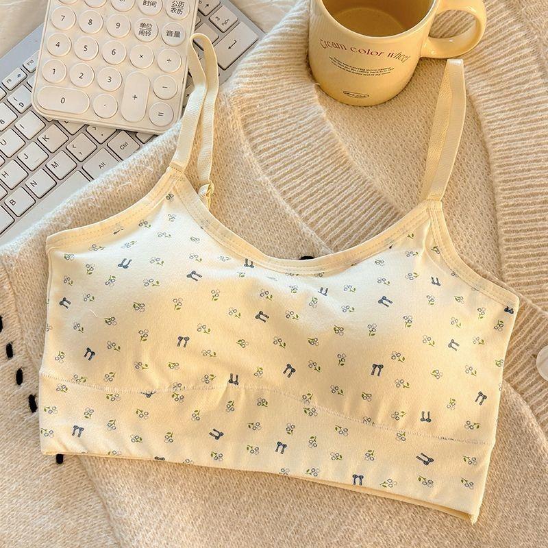 Cotton Sports Bra for Junior High & High School Girls - Seamless, Fixed Cup, Shockproof & Breathable M (35-47.5kg) белый