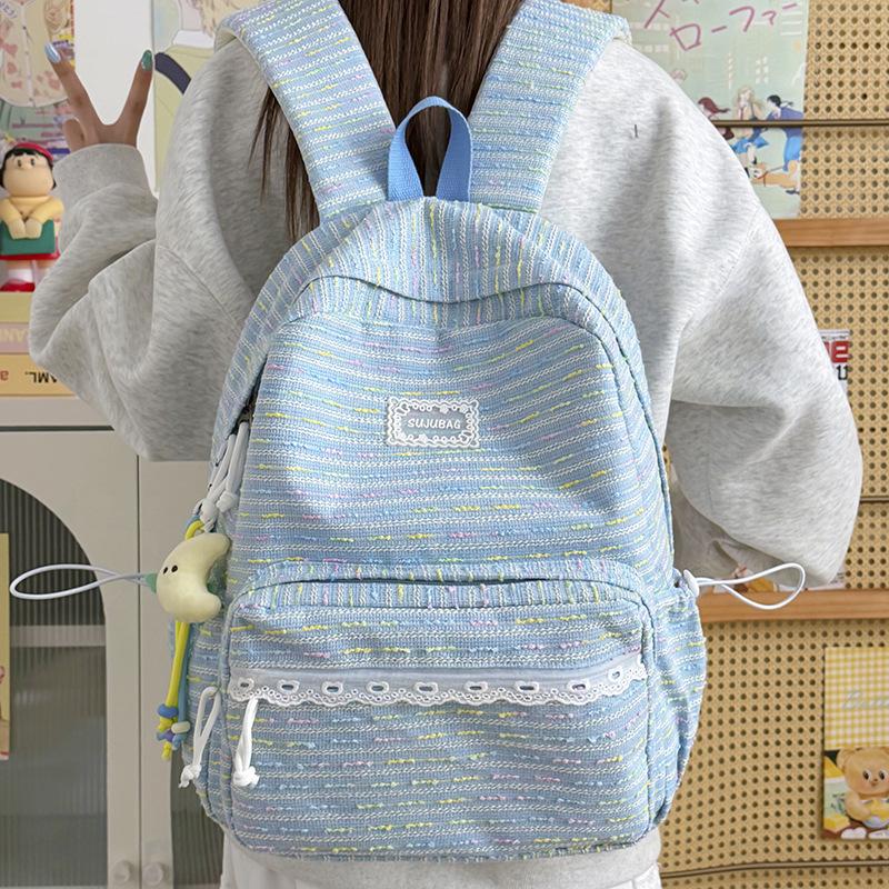 Schoolbag handsome rice family women 1011 summer new large-capacity schoolbag ins niche junior high school students college students casual backpack