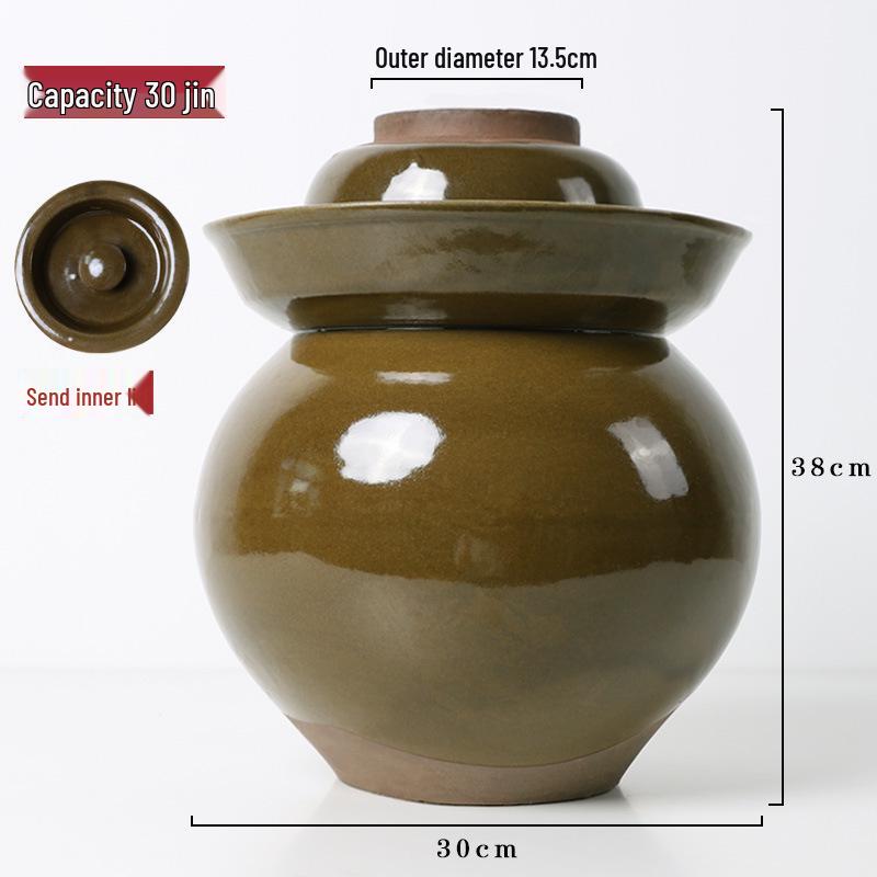 Large Earthenware Sichuan Pickled Vegetable Jar - Traditional Ceramic Sauerkraut Pot for Home Use