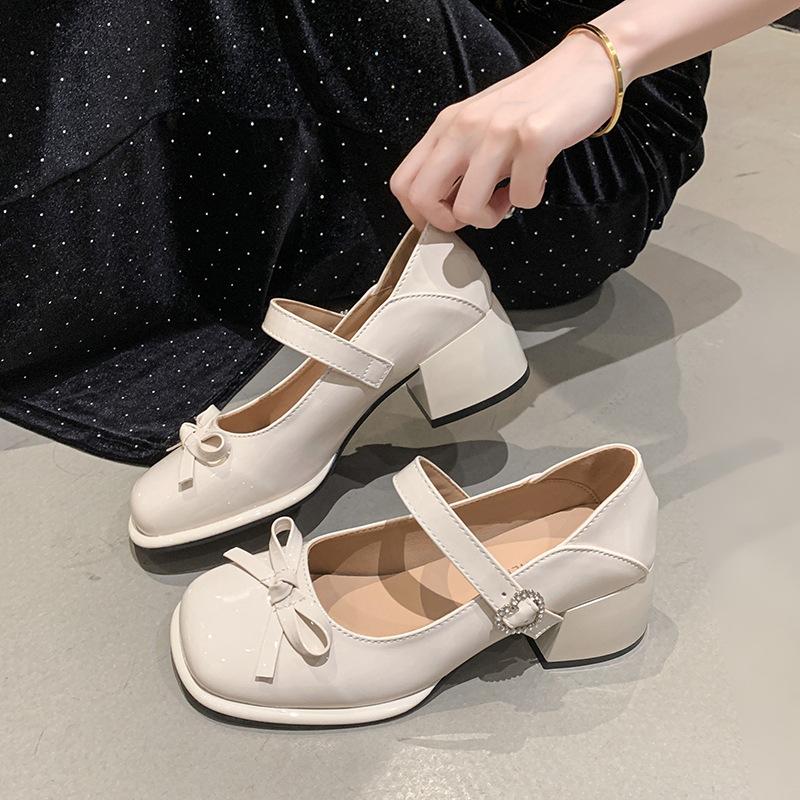 In the summer of 2025, the new Korean version with skirt, light mouth fashion, single shoes with thick heels, casual Mary Jane shoes for women