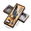 Feather Pen Quill Pen Dip Pen Set with Ink 5x Different Replacement Nibs Pen Holder for Calligraphy Lovers Festival Gift