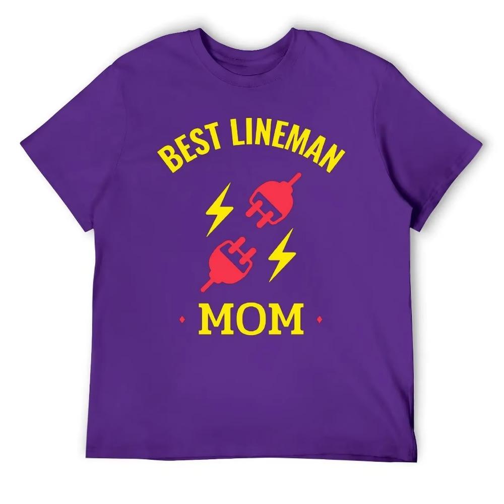 Mother's Day Best Lineman Mom Men's Classic F Tees Graphic Vintage T-shirt Crewneck Campaign  Humor Graphic Travel Eur Size