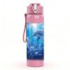 1PC Ocean Wave Deep Blue Sea Art Print 750ml Color Plastic Sports Water Bottle Leakproof Flip Straw Lid Suitable for Sports Office Home Use