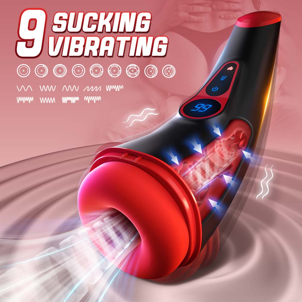 2025  New LCD Display Adult Sex Toys Male Masturbator Men Penis Pump 9 Sucking 9 Vibration 3D Textured Sleeve Heating Sex Machine