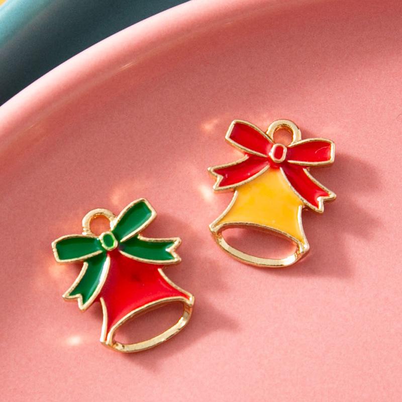 10Pcs Enamel Gold Color Christmas Bell Charms Pendant for Jewerly Making Bracelet Women Earrings Necklace Accessories Findings