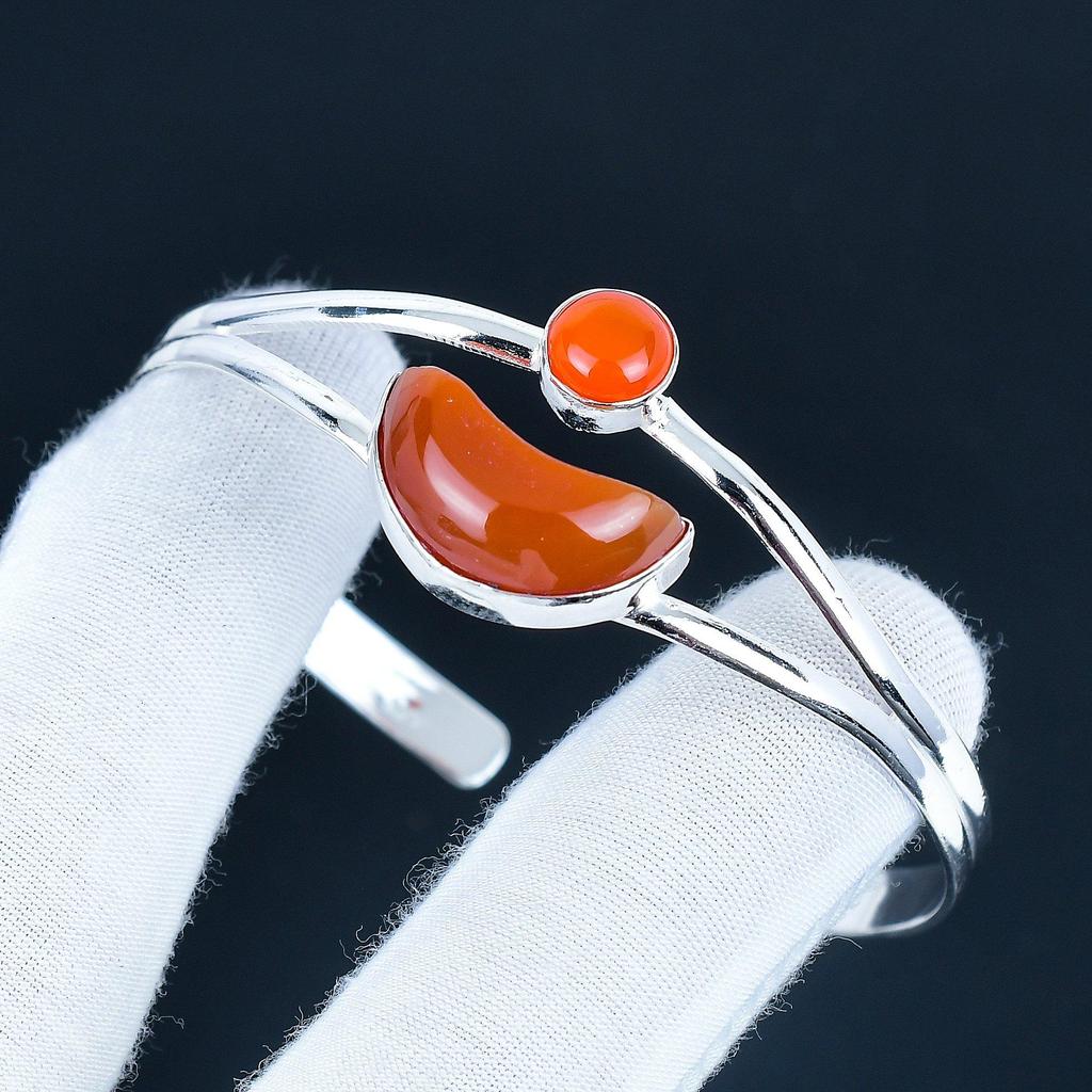 Beautiful Carnelian Gemstone Handmade Cuff Bangle 925 Sterling Silver Cuff Bangle, Carnelian Bracelet For Wife , Unisex Bangle, Christmas Day Gift