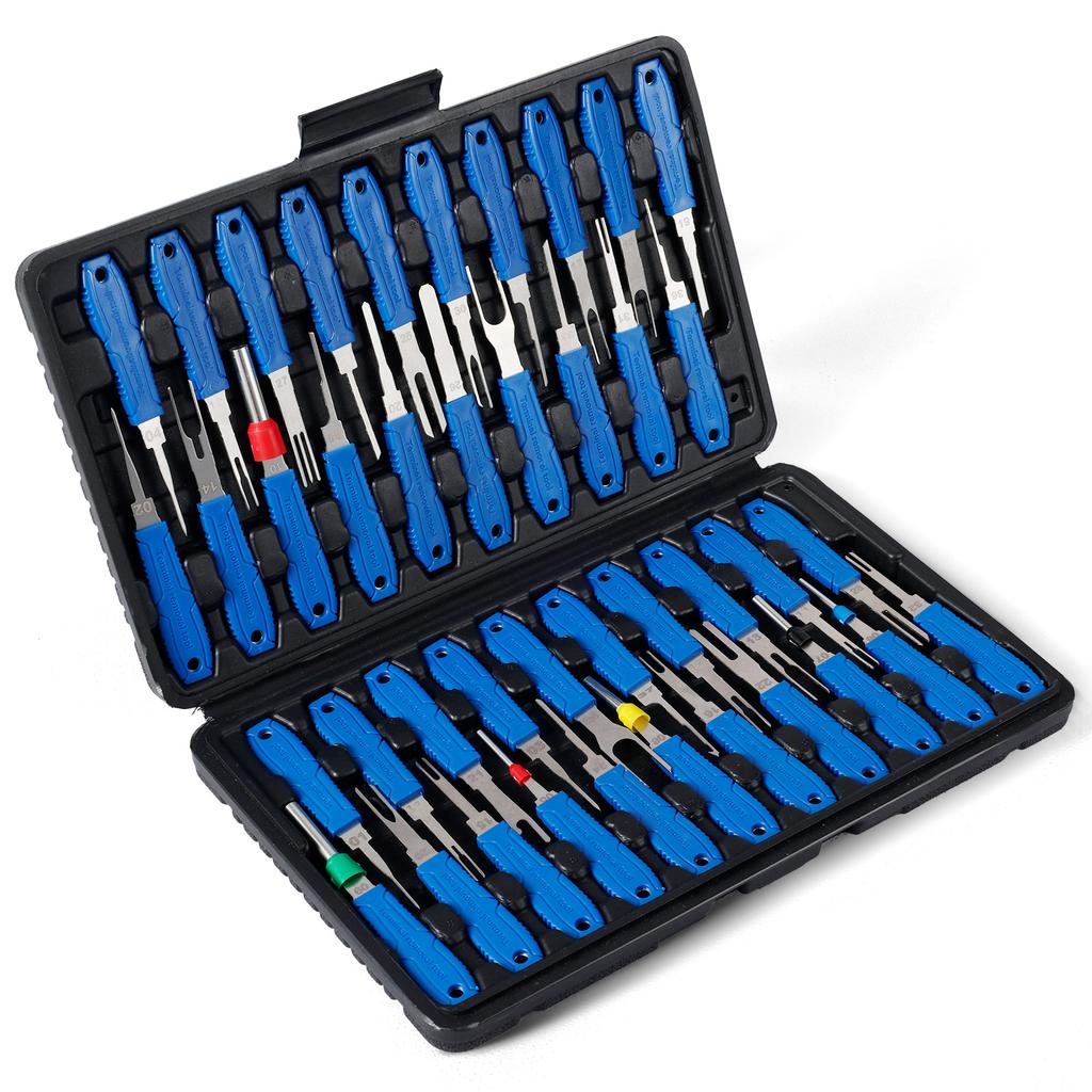 41Pcs Terminal Removal Tool Kit Electrical Pin Removal Tools Automotive Depinning Tool Kit with Plastic Case for Car Motorcycle