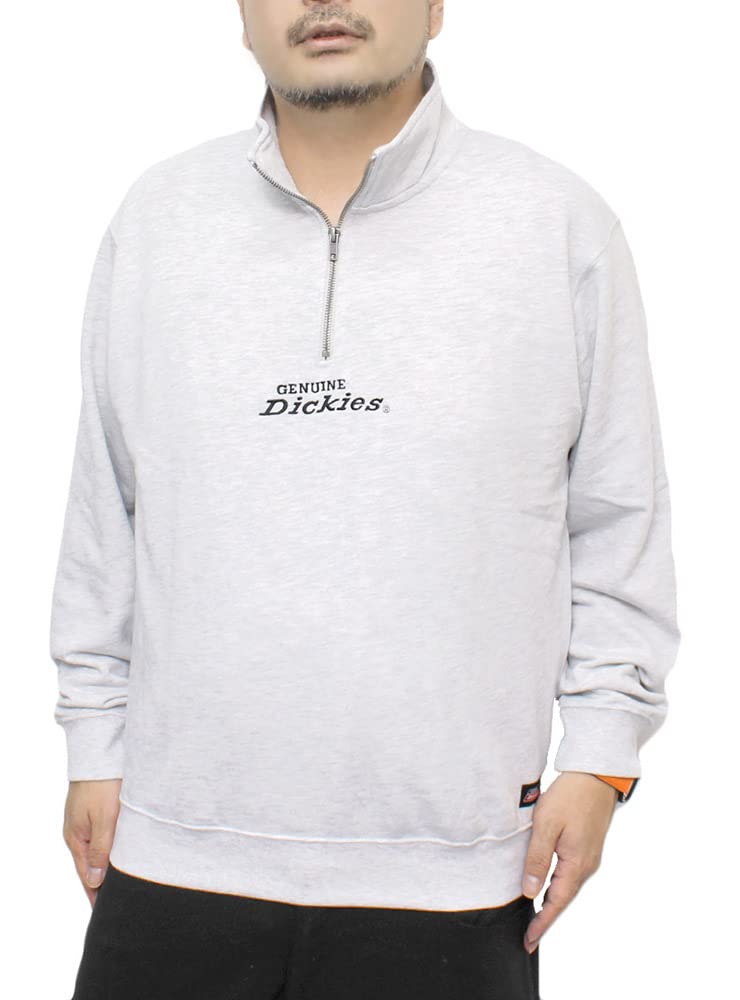 

Dickies GENUINE Half-Zip Sweatshirt, Men s, Large Size, Logo Print, Fleece, Stand-Up Sweatshirt, Size 2L, Gray (19)