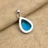 Wunderschöner blauer Topas-Edelstein, handgefertigter Schmuckanhänger aus 925er Sterlingsilber als Hochzeitsgeschenk