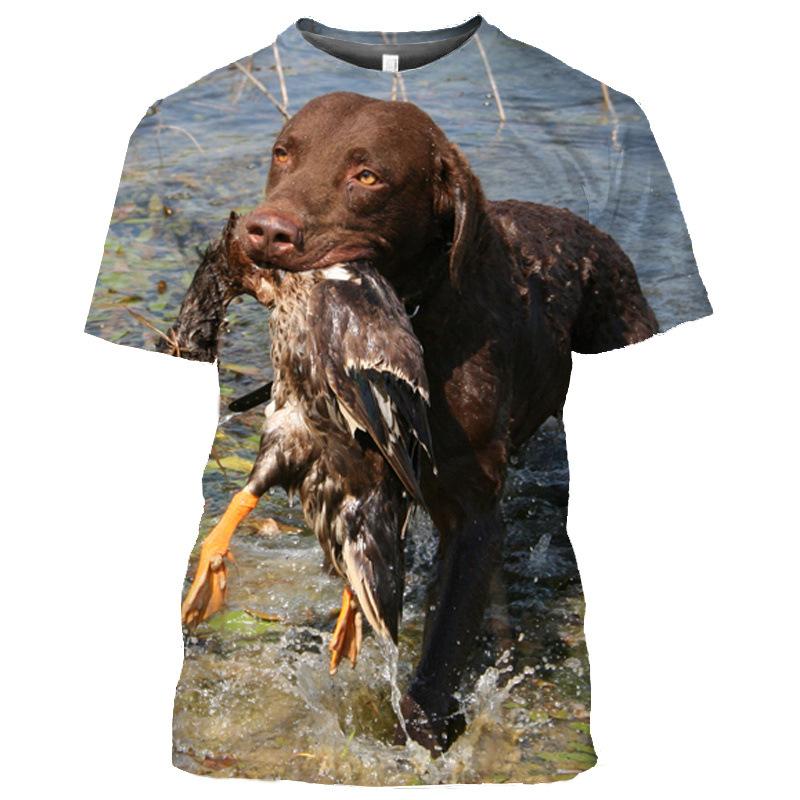 Duck Hunting Dog Pattern Men's T-shirt 3D Animal Print Short Sleeved Top Harajuku Style Comfortable Casual Streetwear