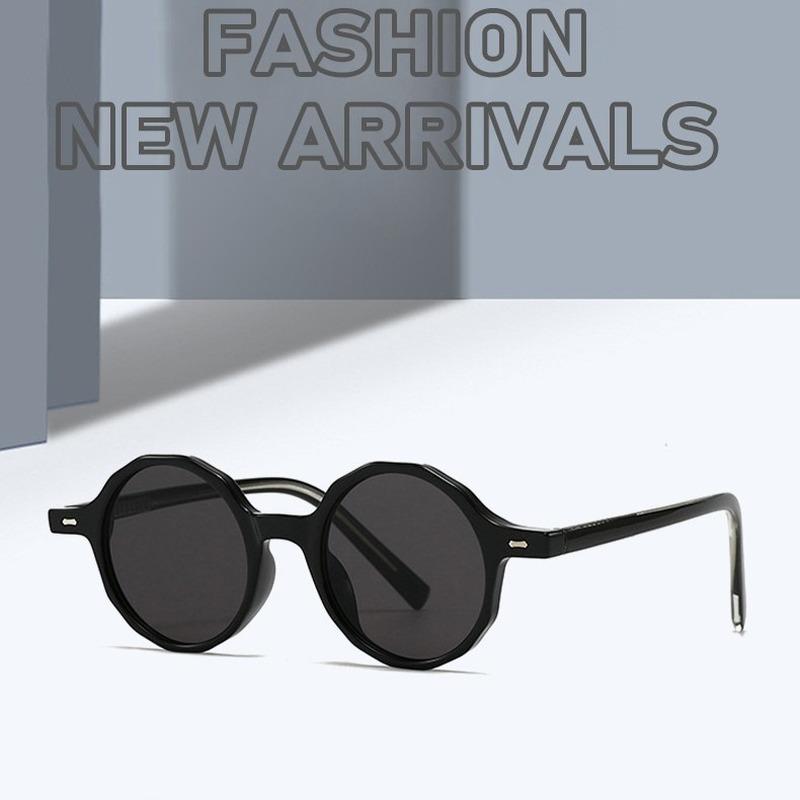 New Classic Round Frame Rice Nail Men's and Women's Fashion Sunglasses Plug in Legs Versatile Personalized Sunglasses