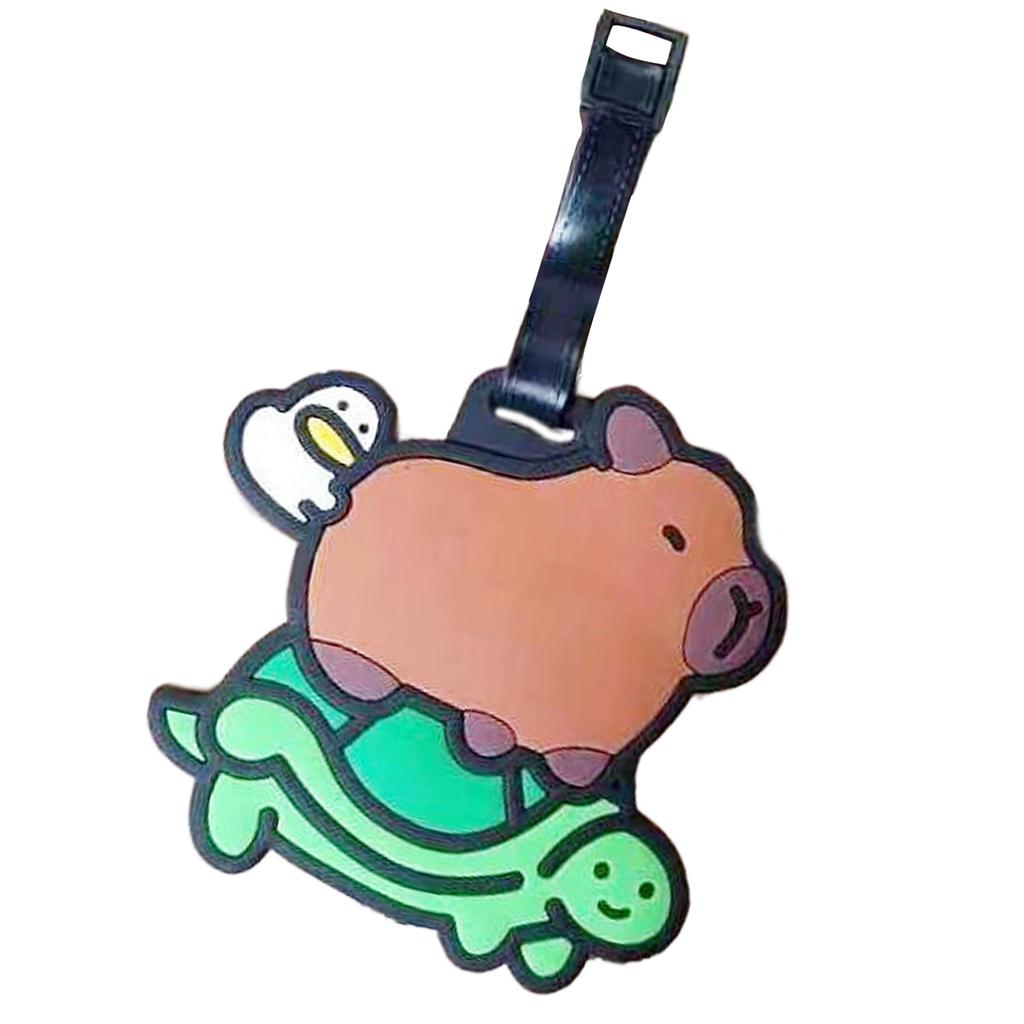 Unique Capybara Bag Pendant Cartoon Luggage Label PVC Identifier Japanese Kawaii Culture Inspired Portable Label