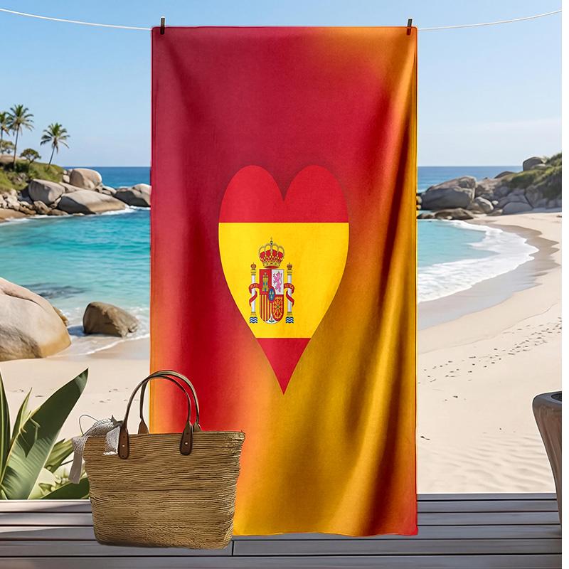 Asciugamano da Spiaggia Stampa Calcio Spagna Asciugatura Rapida Super Assorbente Morbido Asciugamano da Bagno per Nuoto Spiaggia Viaggio Souvenir Regalo