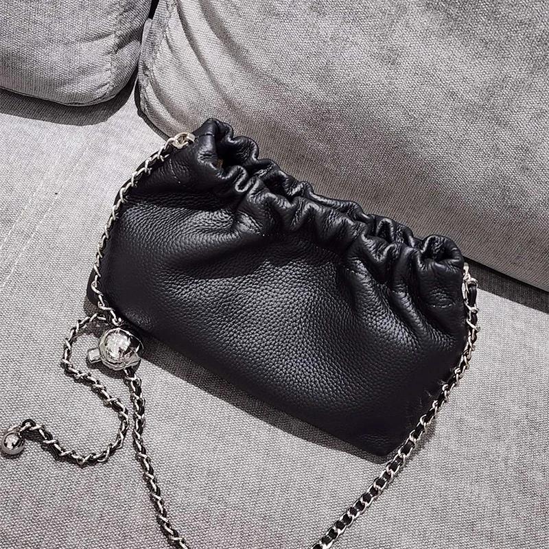 Genuine Cowhide Women's Bags Unique Shoulder Bag Small Soft Celebrity Style Luxury Elegant