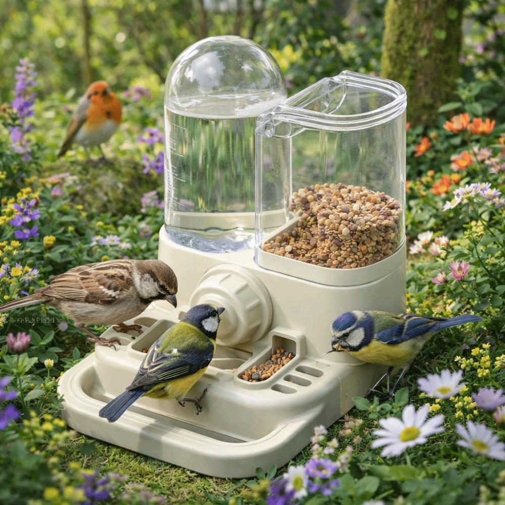 Large Capacity Automatic Bird Feeder No Spill Bird Drinker Bird Food Container  Indoor