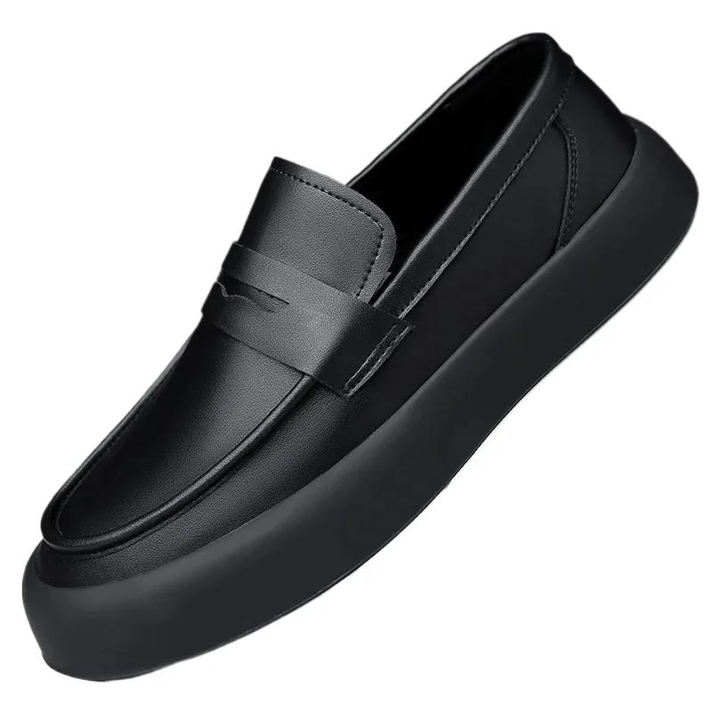 New Leather Off White Shoes Fashion Loafers Men Designer Soft-soled Platform Sneakers Business Men Dress Shoes Zapatos De Hombre
