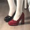 Platform Thick Heel Women  Shoes Butterfly-knot Slip On Shoes Ladies Outdoor Dress Pumps 2025