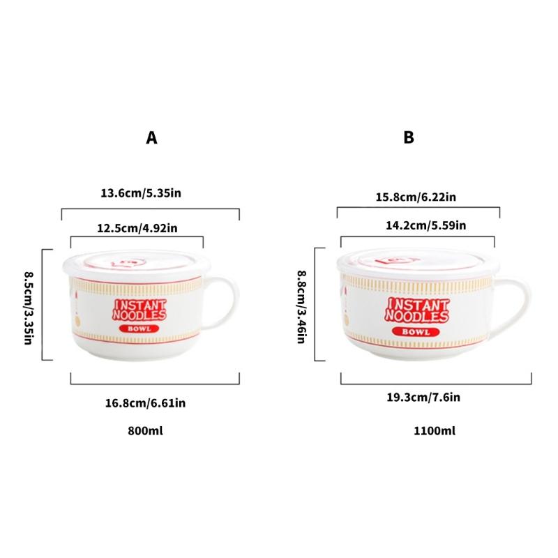 Cartoon Printed Ceramic Soup Bowl With Ergonomic Handle 800ml To 1100ml Rotating Time Trackers Lid Microwave Safe For Students Adults