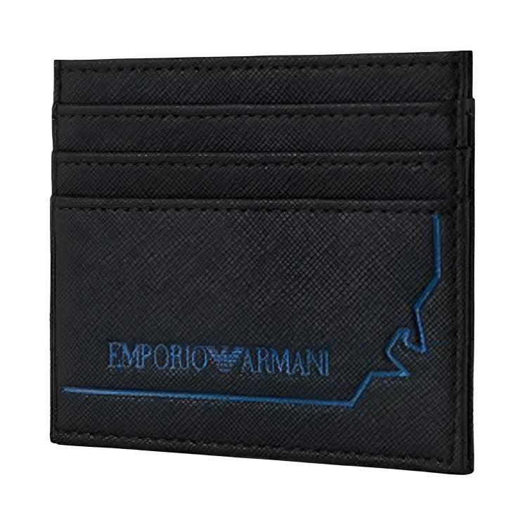 Emporio Armani Logo Print PU Card Holder Men Accessories Black YEM320-731E8-0001
