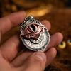 Tarot Vision Pendant All-Seeing Eye Necklace Charm Mystic Divination Jewelry Tarot Card Symbol Pendant with Smooth Rotation for Fate Insights