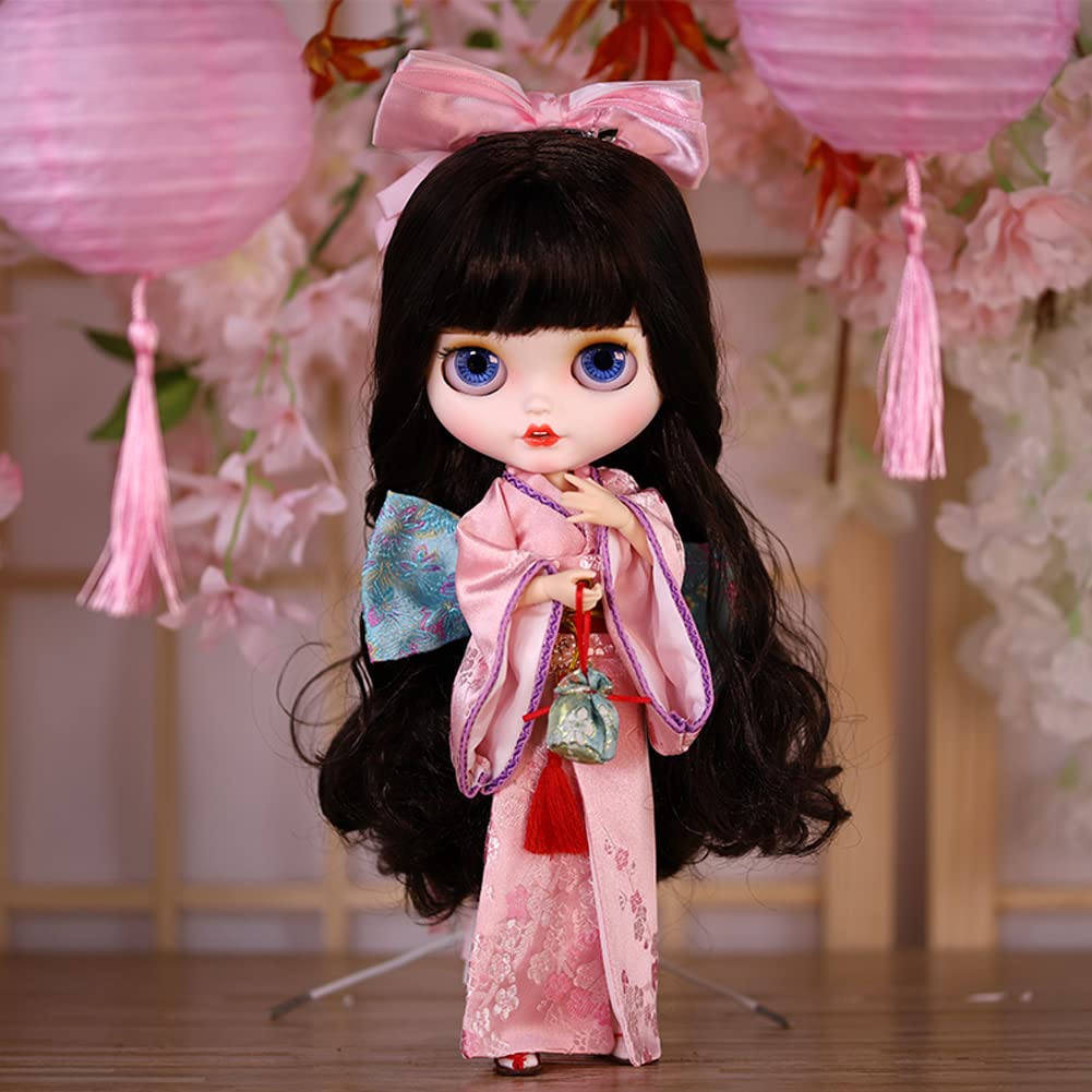 Rakulifey Blythe Japanese with Hair Neo Blythe Outfit Obitsu 24 Compatible Clothes, Clothes, Accessories, Set, Outfit, Pink,