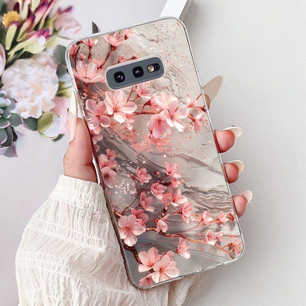 Clear For Samsung S10e Case Cover Luxury Butterfly Love Fashion Flowers Cool Funny Painted Soft Phone Case SM-G970F SM-G9700